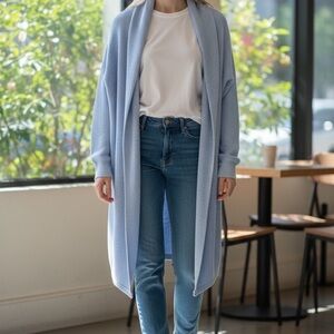 Free People Beach Light Blue Open Front Cardigan Size XS Oversized